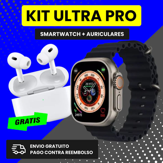 Smartwatch Ultra Pro Negro + Auriculares - Compre 1 y llévese 2